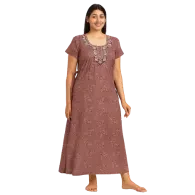 Beige Blossom Comfort Cotton Nighty