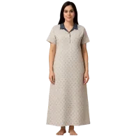 Soft Grey Floral Breeze Cotton Nighty