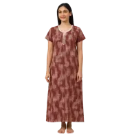 Crimson Breeze Abstract Print Cotton Nighty