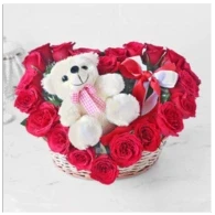 TEDDY WITH ROSE DESIGN HEART