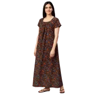 Midnight Rust Bloom Printed Cotton Nighty