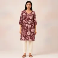 Maroon Floral Kurta